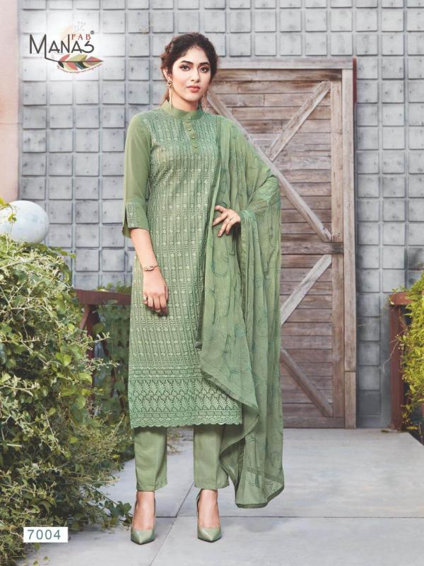 Manas Schiffli Georgette Schiffli Work Readymade Salwar